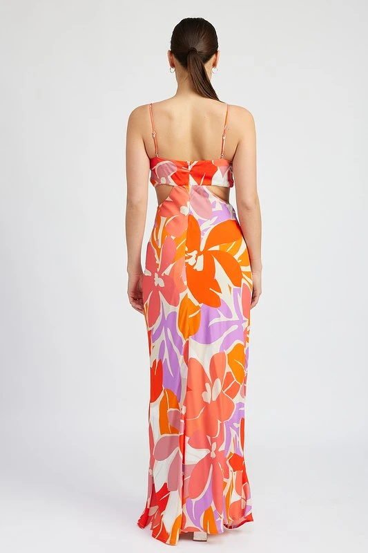 SUNSET YACHT FLORAL CUT OUT MAXI DRESS