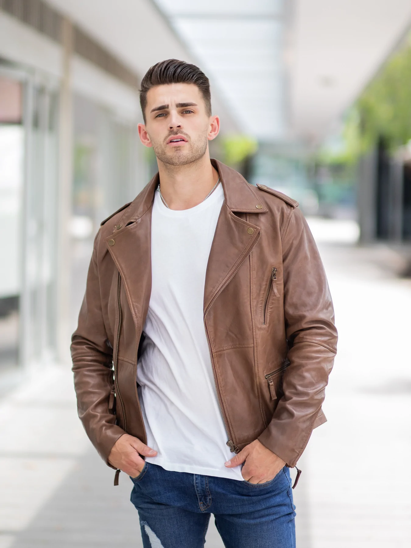 Tawny Brown Biker Classic Leather Jacket