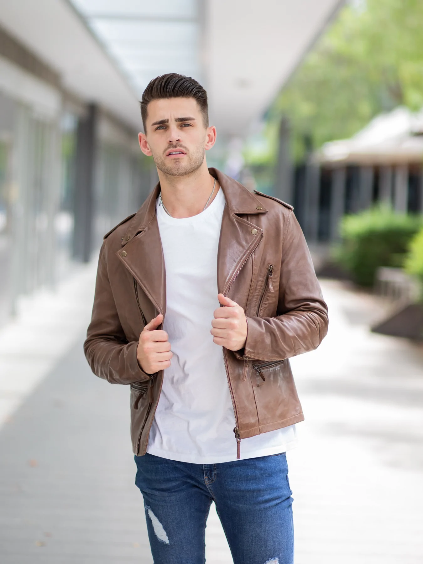 Tawny Brown Biker Classic Leather Jacket