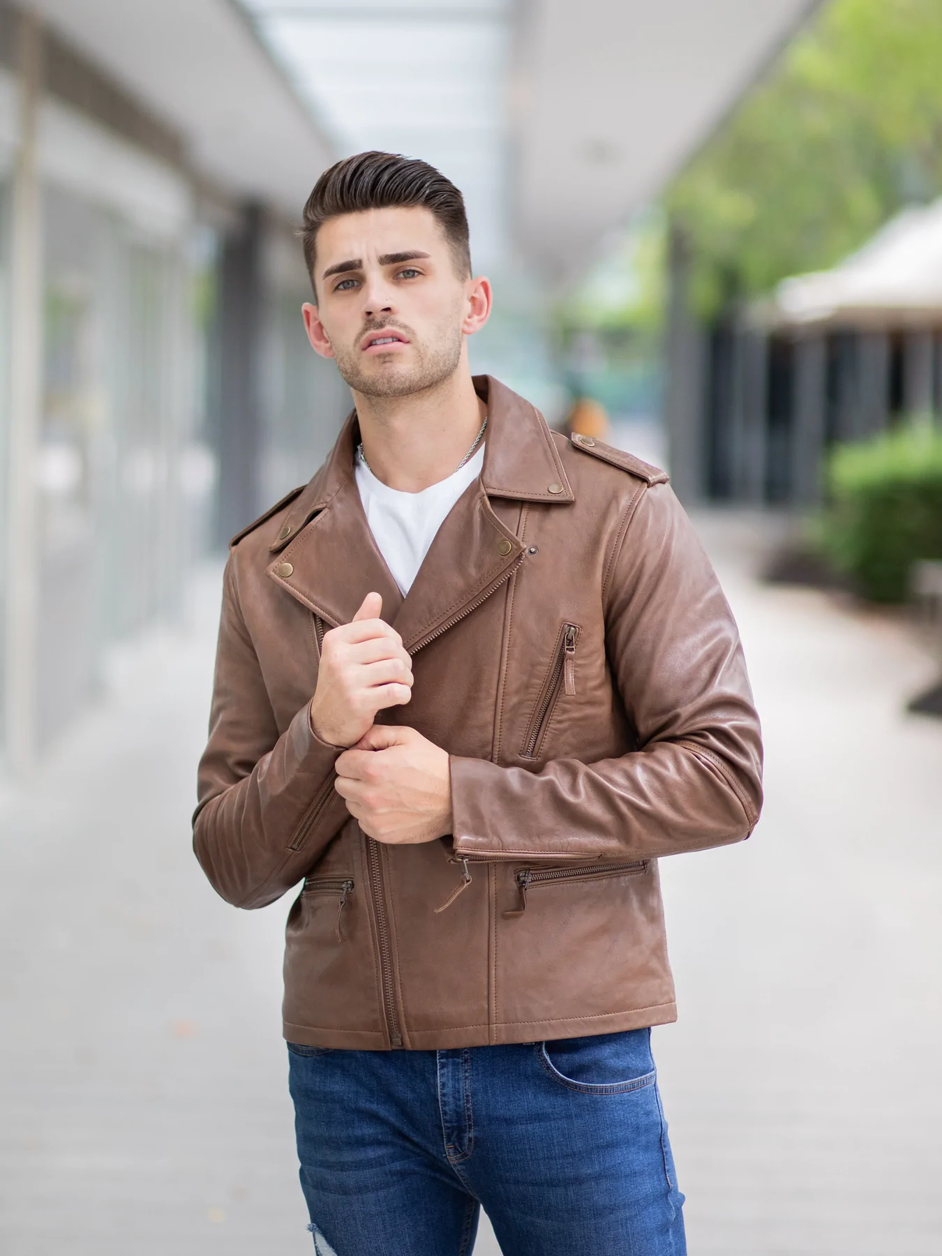 Tawny Brown Biker Classic Leather Jacket