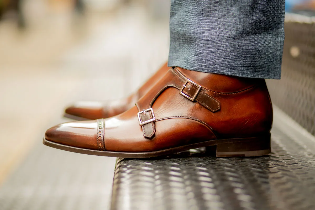 The Heston Double Monk Strap Boot - Brown