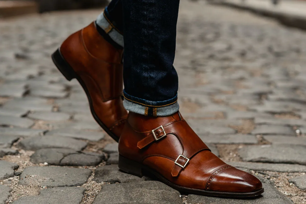 The Heston Double Monk Strap Boot - Brown