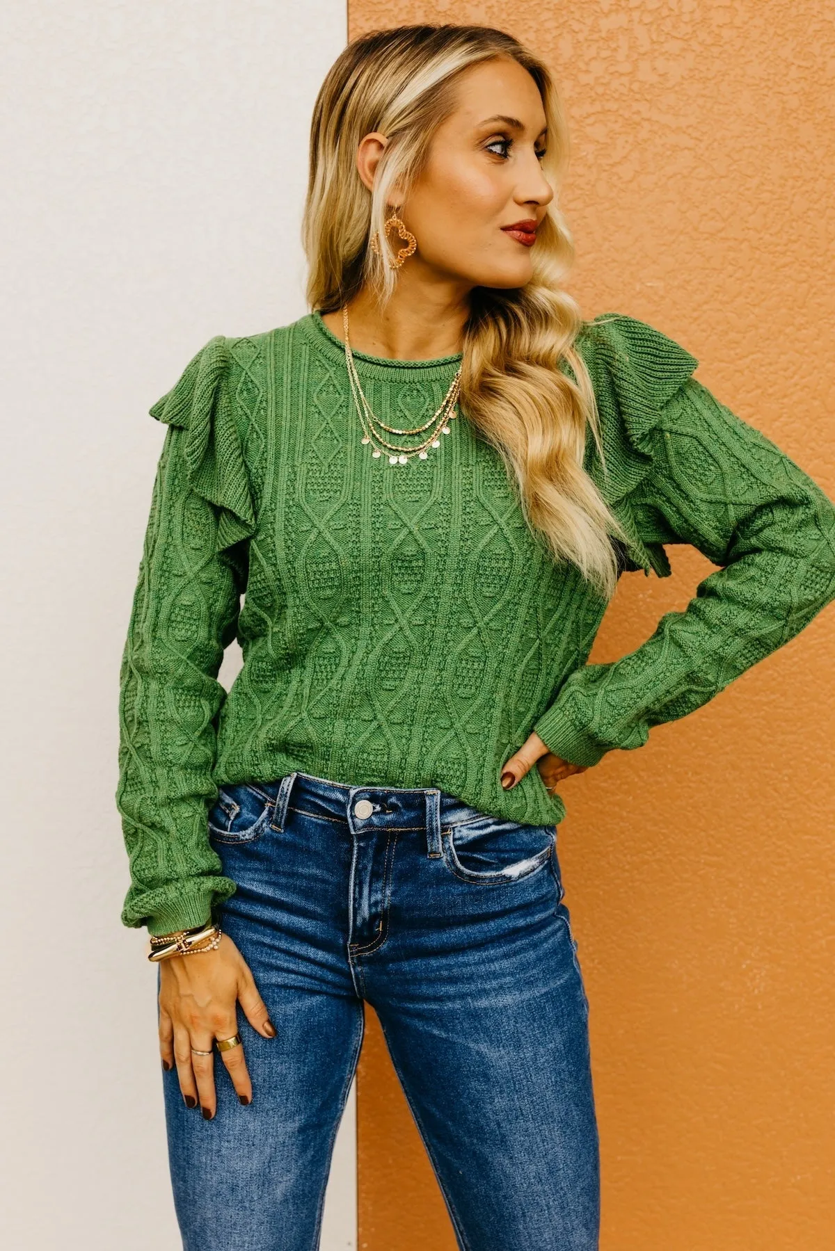 The Meilani Ruffle Detail Mineral Sweater