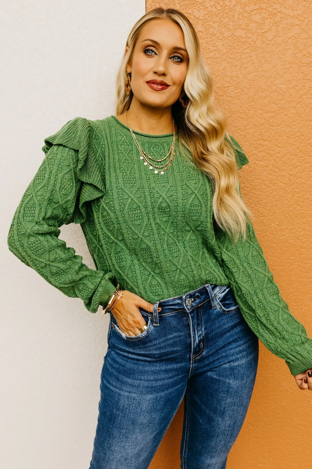 The Meilani Ruffle Detail Mineral Sweater