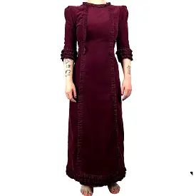 The Vampires Wife 795 Burgundy Needlecord Maxi Dress S