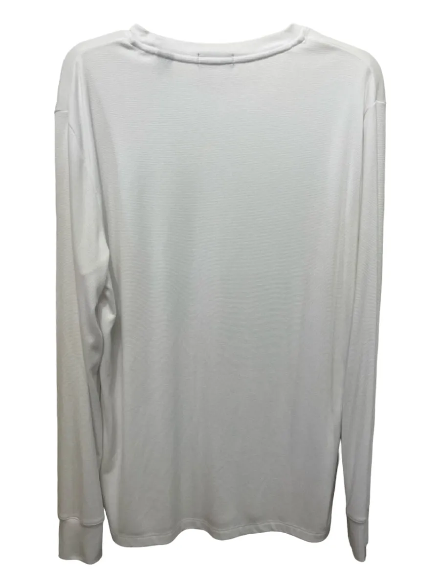 Theory Size L White Cotton Blend Solid Crew Neck T Shirt Men's Long Sleeve Shirt