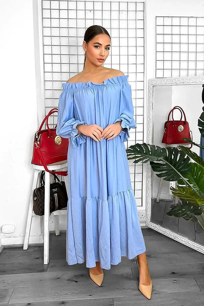 Tiered Off Shoulder Maxi Dress