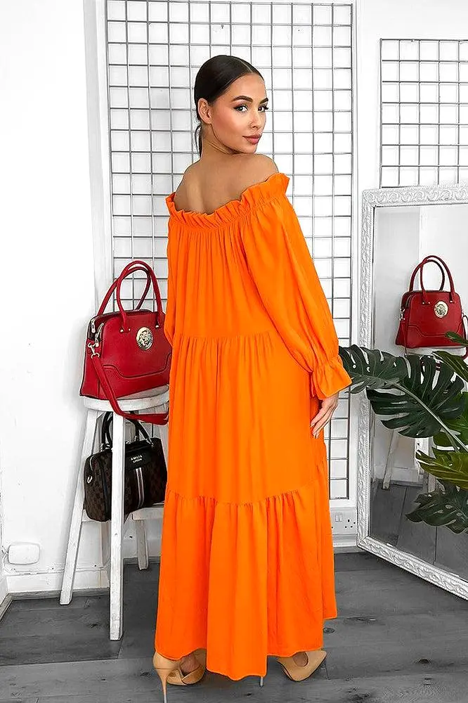 Tiered Off Shoulder Maxi Dress