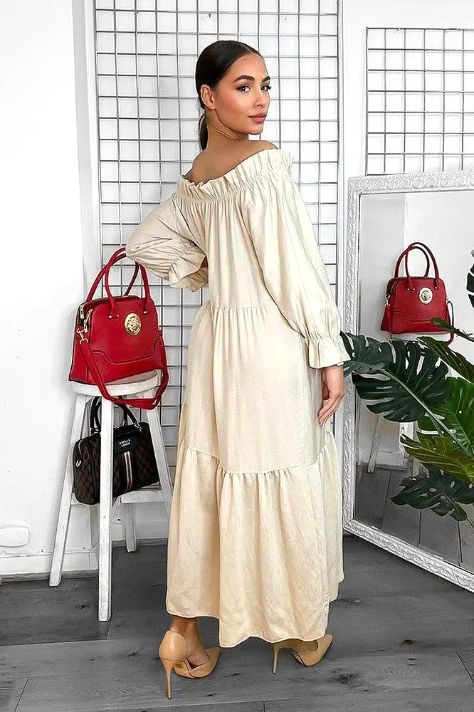 Tiered Off Shoulder Maxi Dress