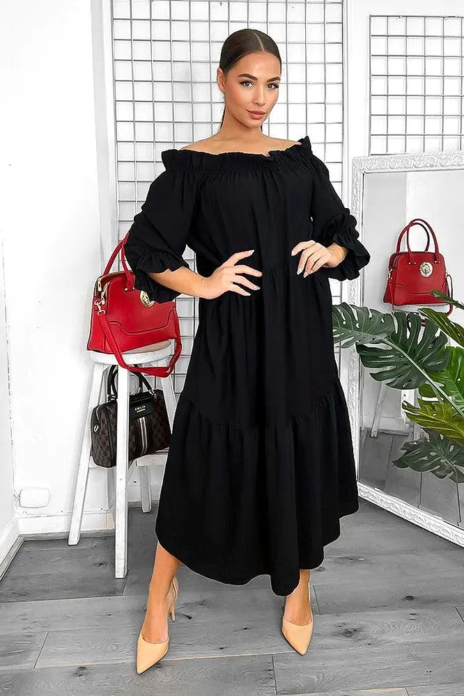 Tiered Off Shoulder Maxi Dress