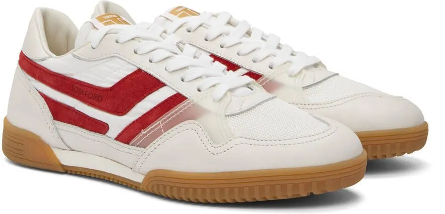 TOM FORD Off-White & Red Jackson Sneakers