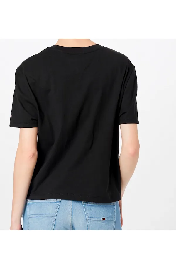 Tommy Hilfiger Women Small Logo Text Tee Black