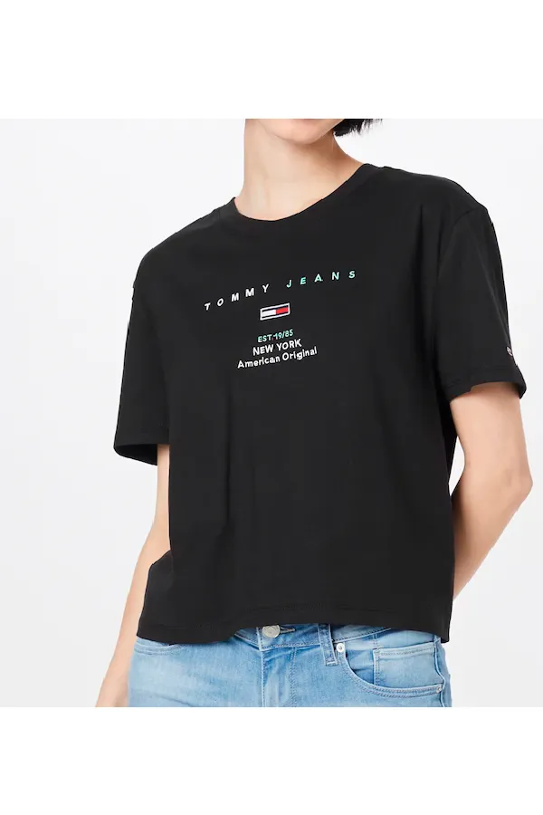 Tommy Hilfiger Women Small Logo Text Tee Black