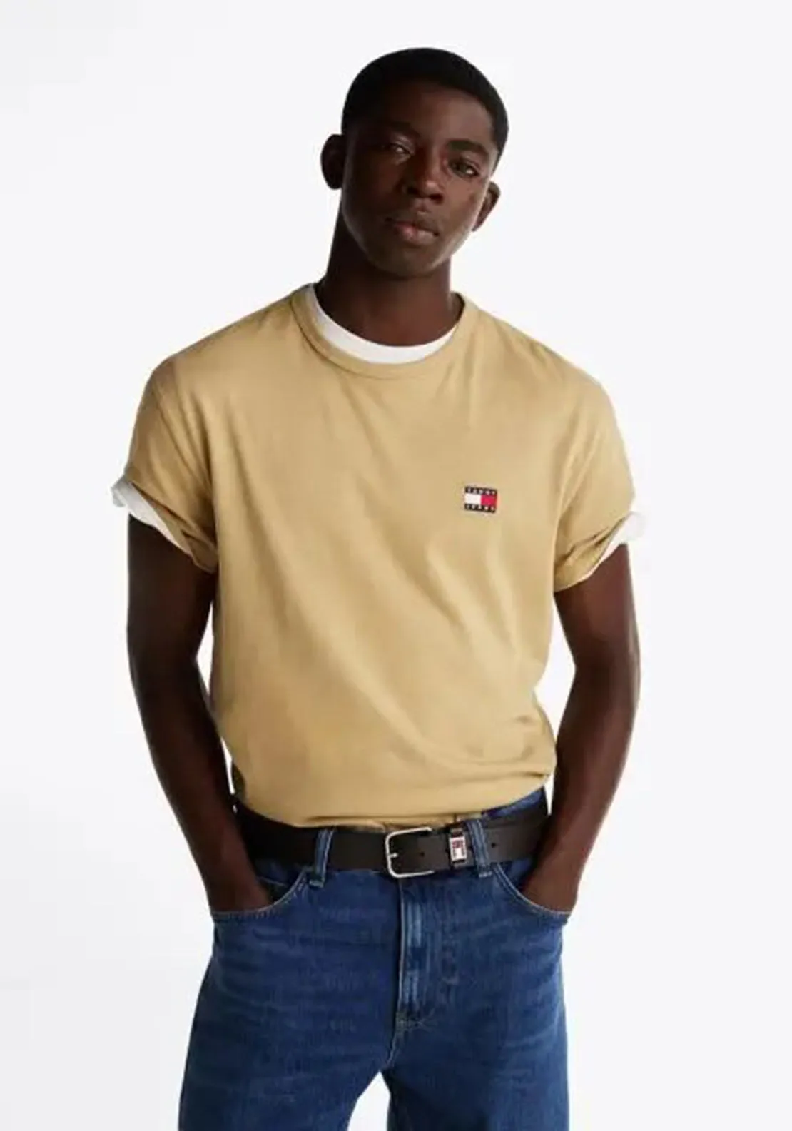 Tommy Jeans Badge Crew Neck T-Shirt, Sand