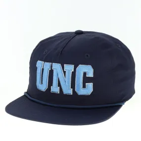 UNC Navy Blue Hat in Athletic Material Flat Bill with Cord