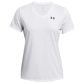 Under Armour Tech Solid V-Neck Short Sleeve Tee - Womens - White/Black