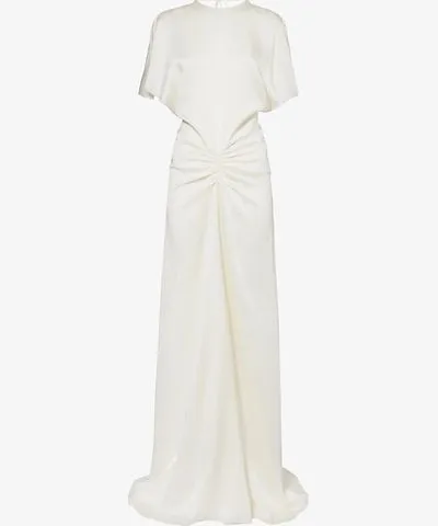 VICTORIA BECKHAM Womens Ivory Gathered-front open-back satin-crepe maxi dress