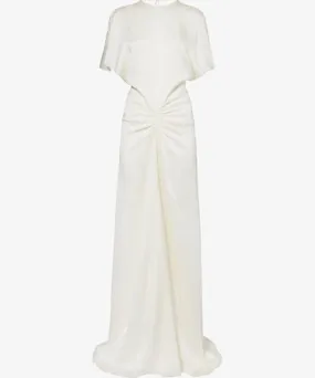 VICTORIA BECKHAM Womens Ivory Gathered-front open-back satin-crepe maxi dress