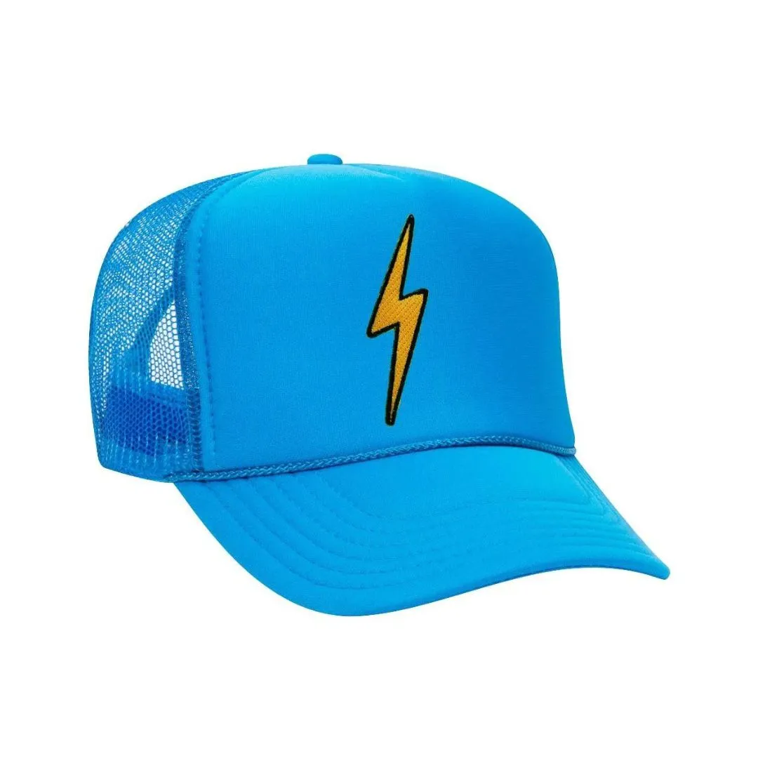 Vintage Bolt Trucker Hat (Neon Blue)