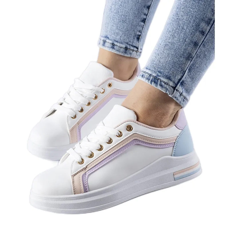 White and pink Mayfield platform sneakers