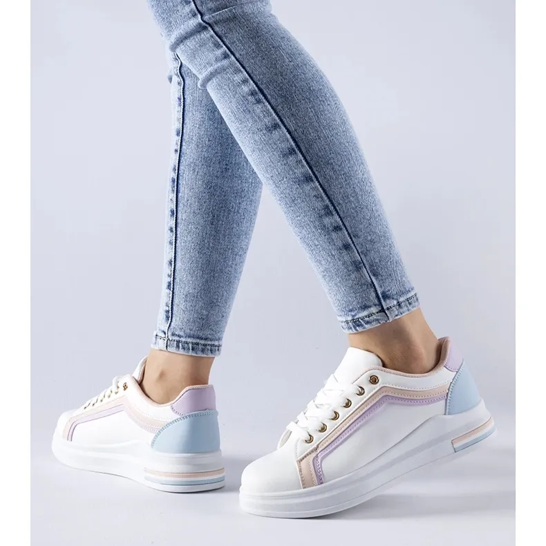 White and pink Mayfield platform sneakers