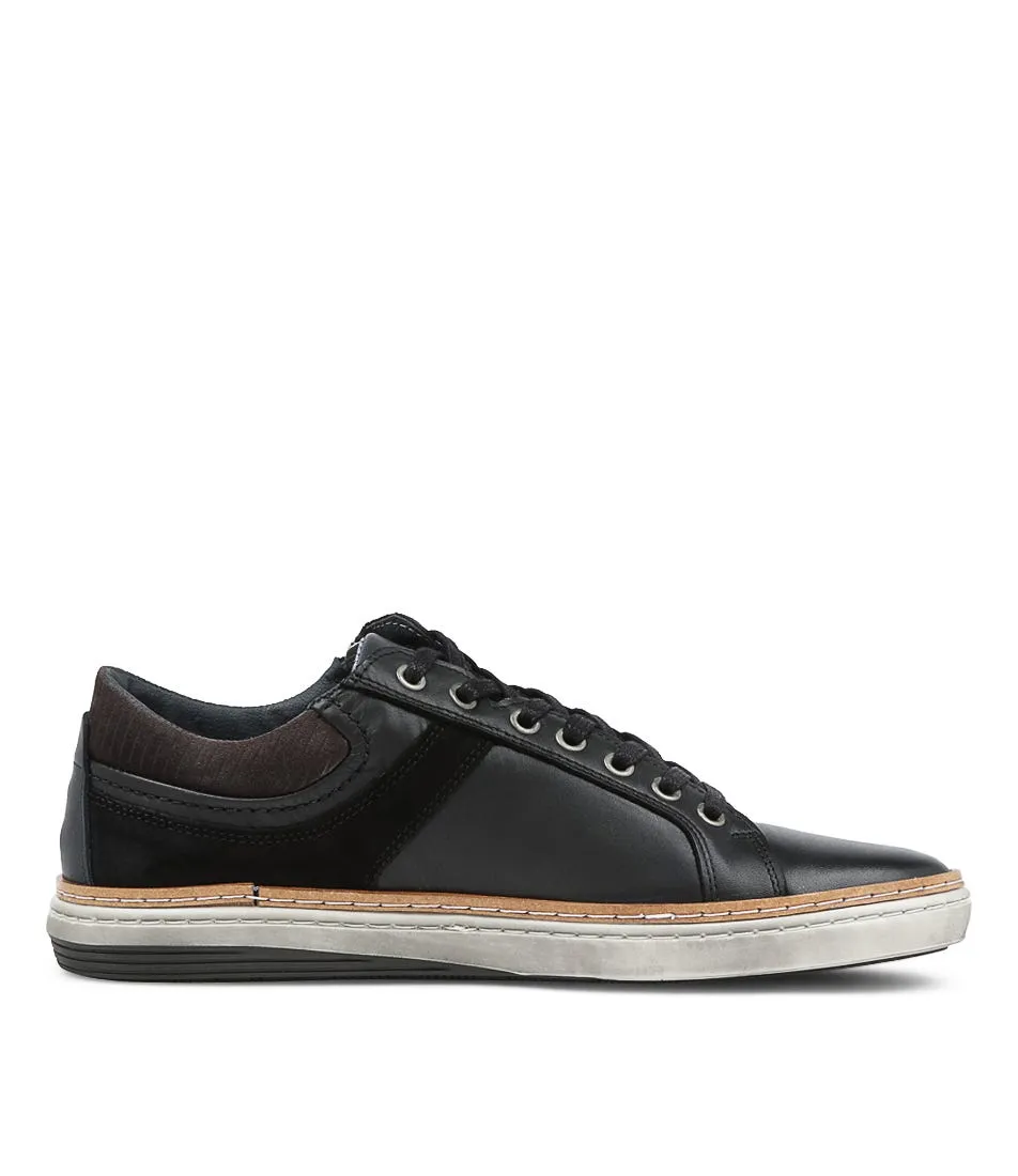 WILD RHINO Whistle Black Leather Sneakers