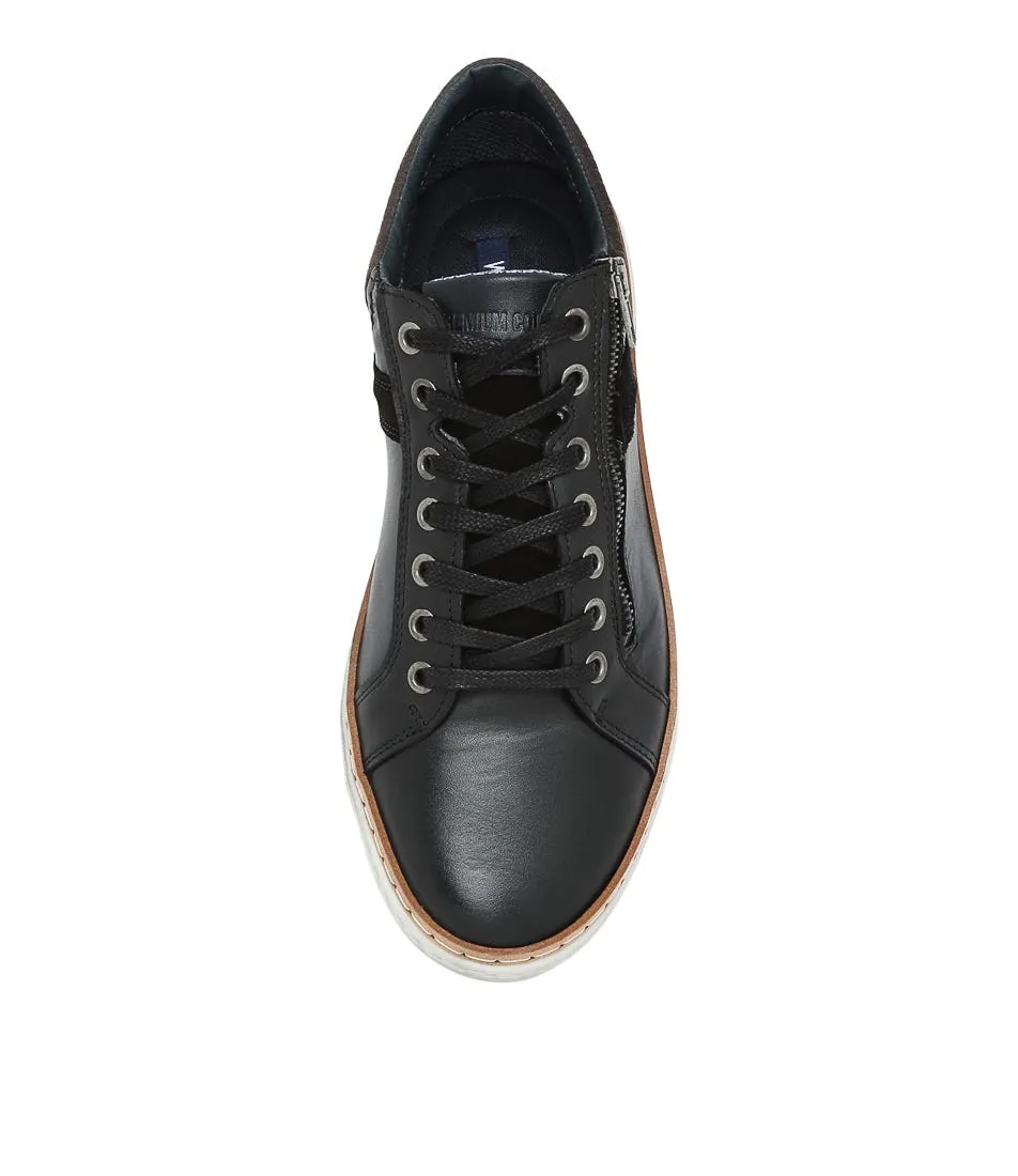 WILD RHINO Whistle Black Leather Sneakers