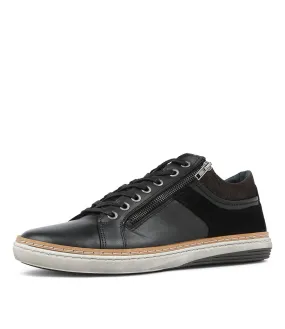 WILD RHINO Whistle Black Leather Sneakers