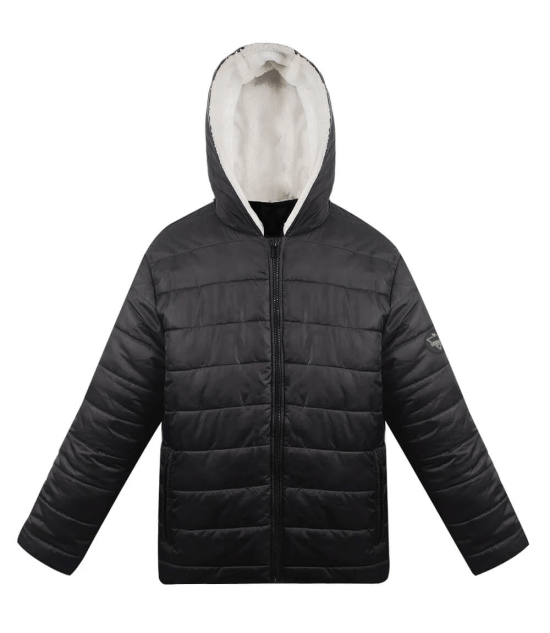 Wilfred Men's Black Puffer Hooded Sherpa Jacket