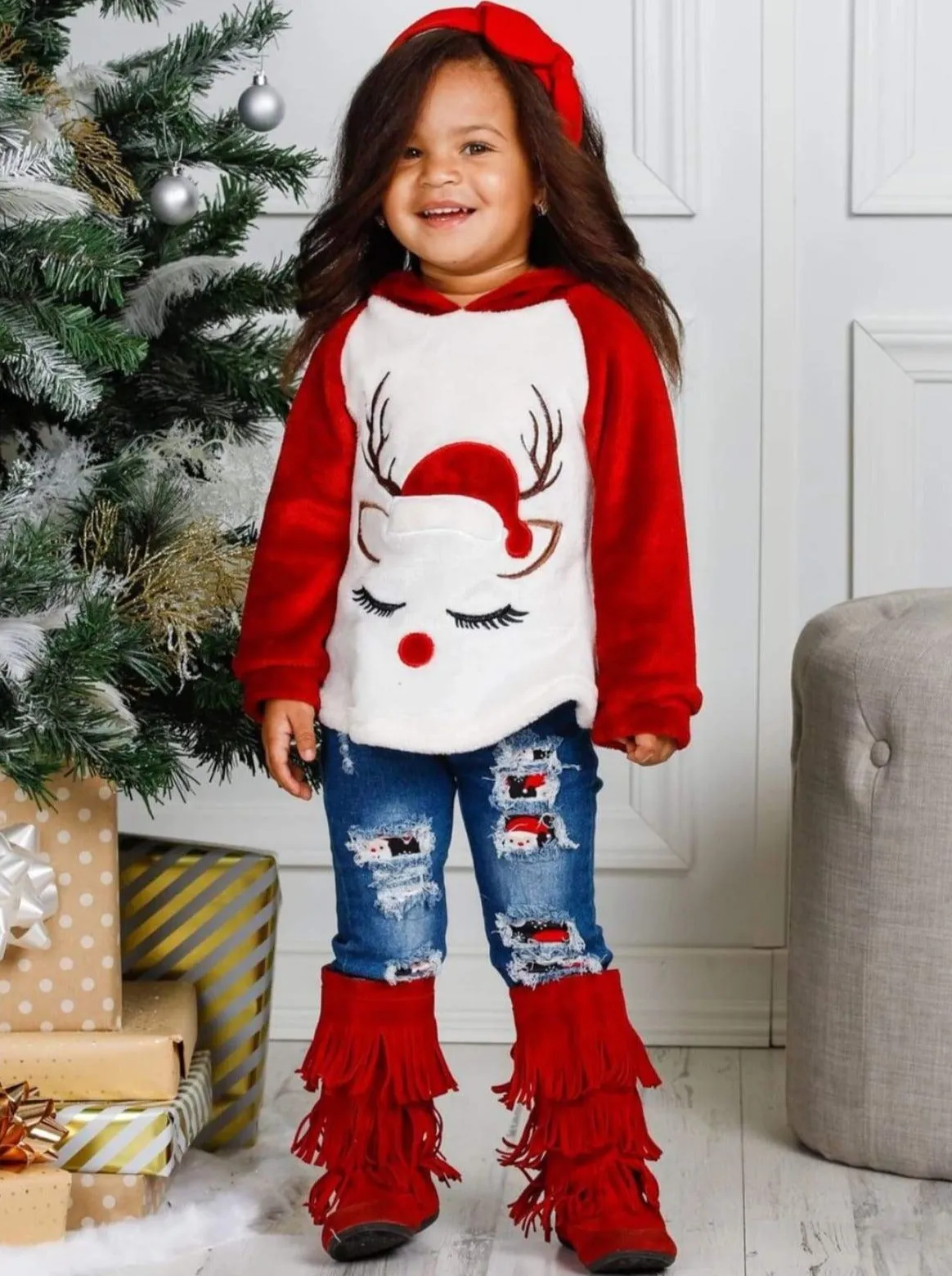 Wintertime Fun Fleece Raglan Holiday Hoodie