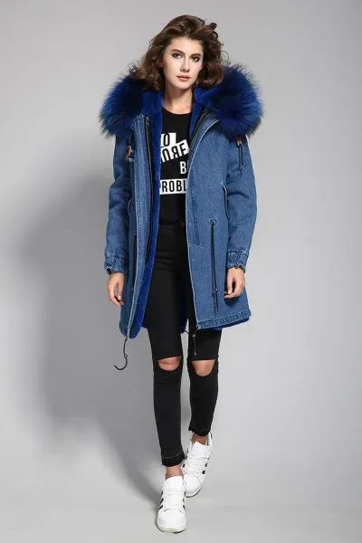 Winter parka coat for women with fur hood