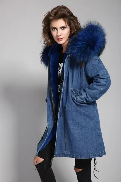 Winter parka coat for women with fur hood