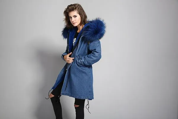 Winter parka coat for women with fur hood