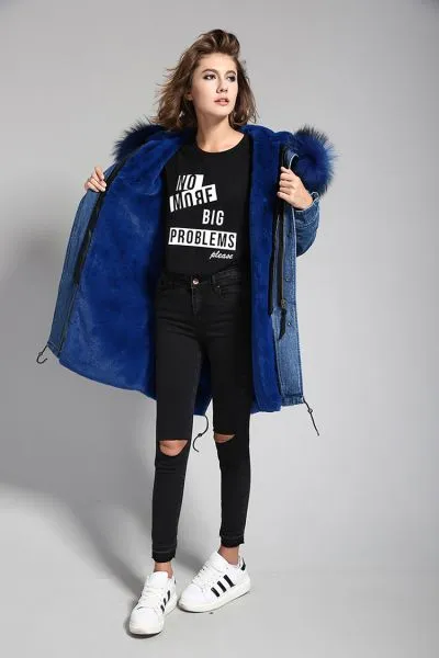 Winter parka coat for women with fur hood