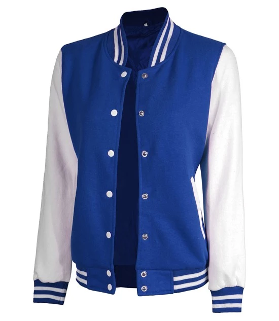 Women Royal Blue and White Varsity Jacket - Letterman Style