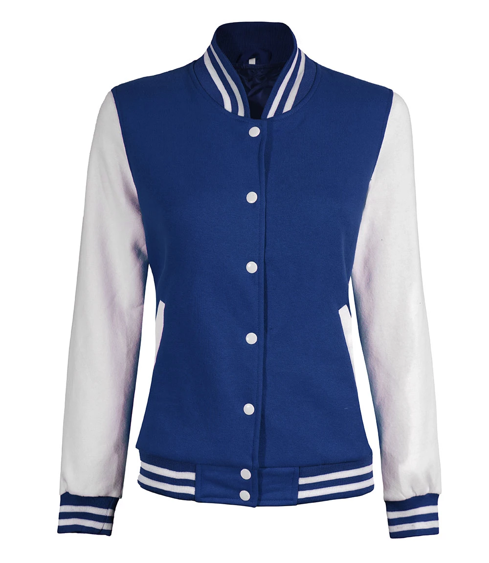 Women Royal Blue and White Varsity Jacket - Letterman Style