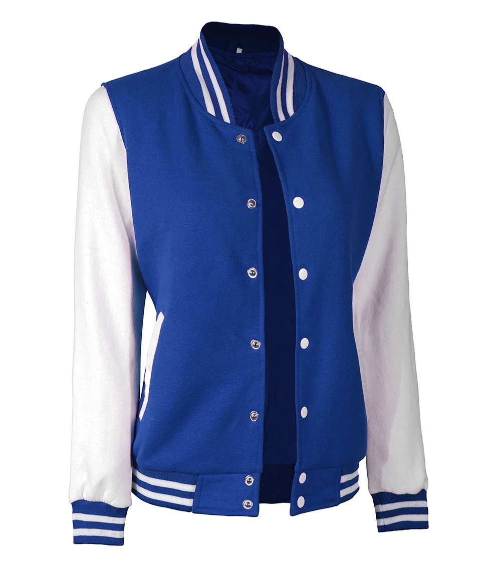 Women Royal Blue and White Varsity Jacket - Letterman Style