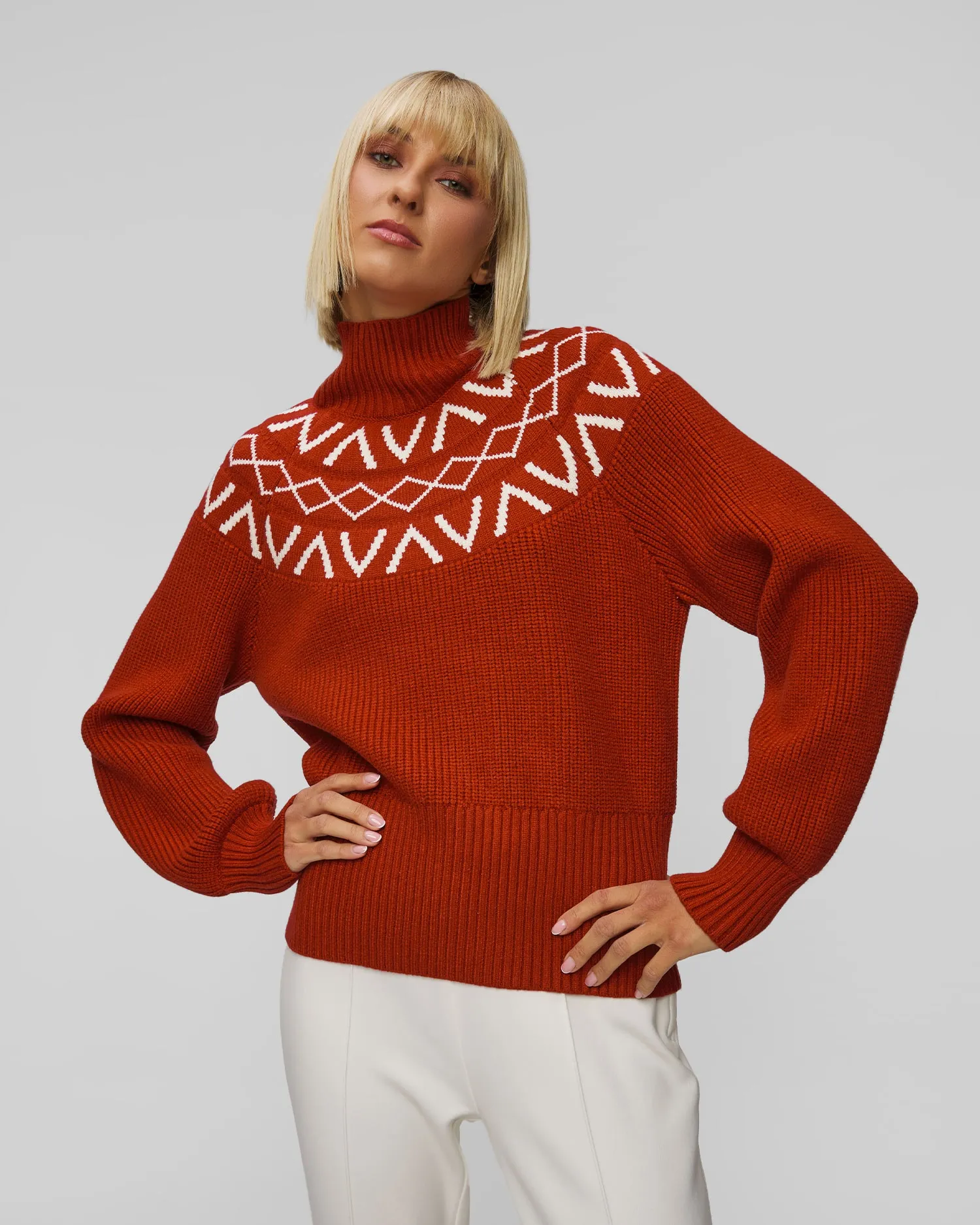 Women's sweater Varley Marice Fairisle Yolk Knit VAR01668-red-dahlia