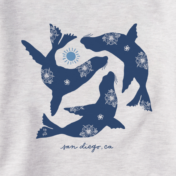 Women's Sea Lion Silhouettes Simply True Fleece Hoodie