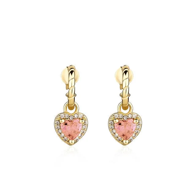 Women's Delicate Heart Shape Iced Out Cubic Zirconia Drop Earring