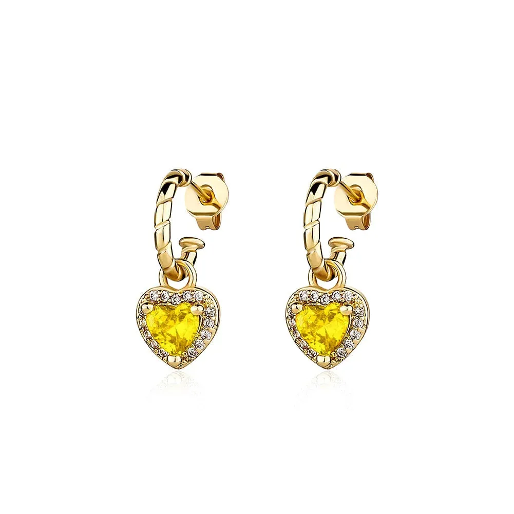 Women's Delicate Heart Shape Iced Out Cubic Zirconia Drop Earring