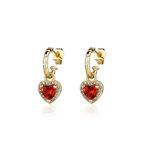 Women's Delicate Heart Shape Iced Out Cubic Zirconia Drop Earring