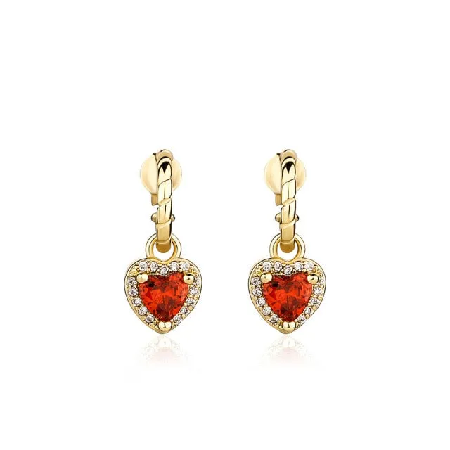 Women's Delicate Heart Shape Iced Out Cubic Zirconia Drop Earring