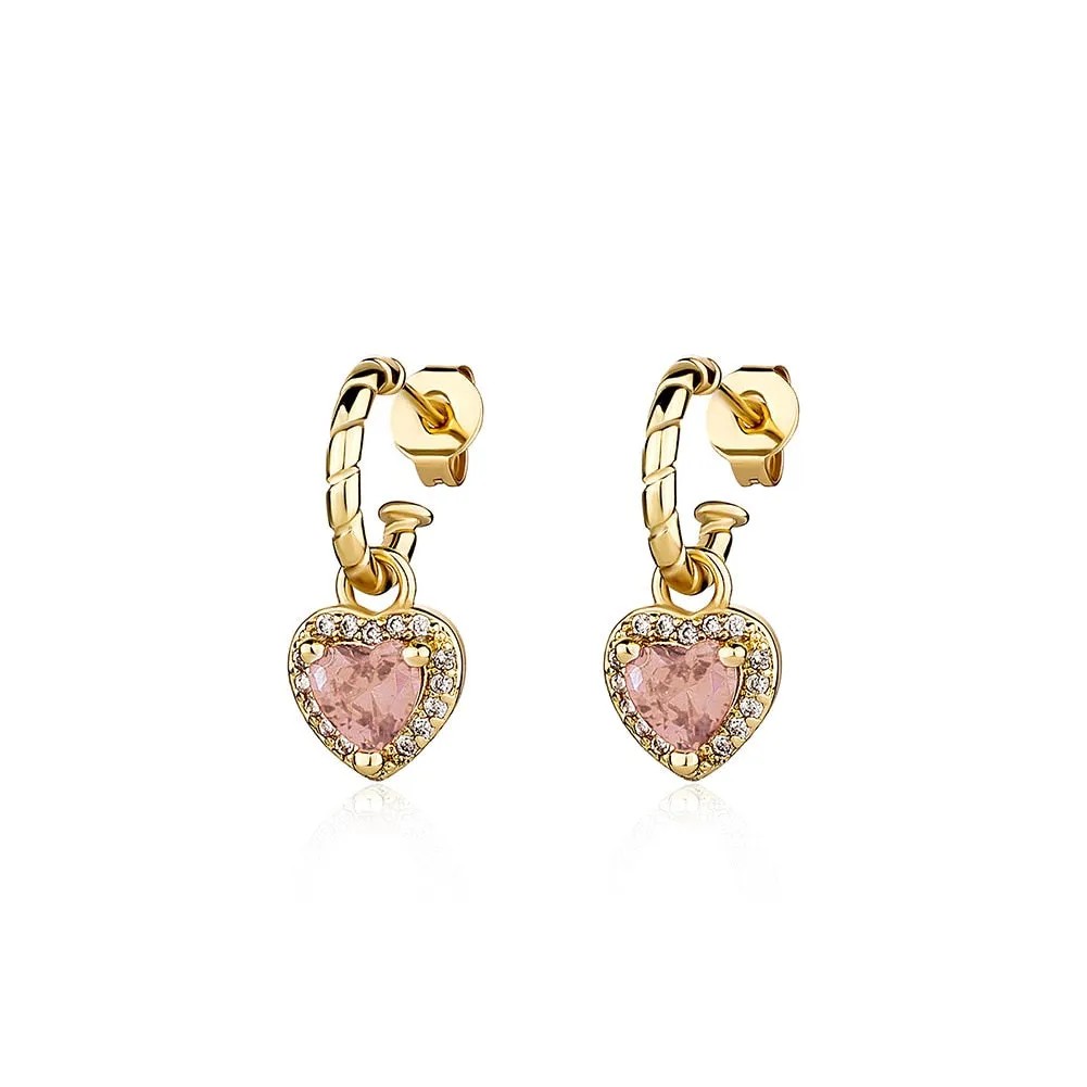 Women's Delicate Heart Shape Iced Out Cubic Zirconia Drop Earring