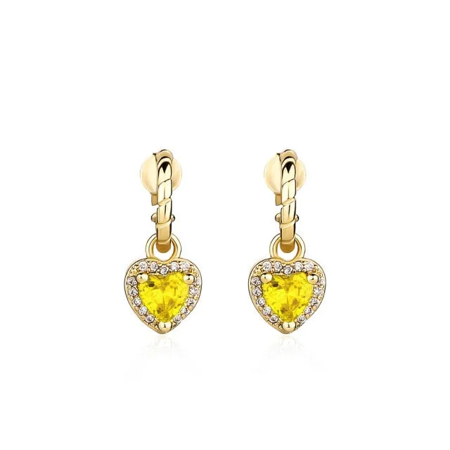 Women's Delicate Heart Shape Iced Out Cubic Zirconia Drop Earring