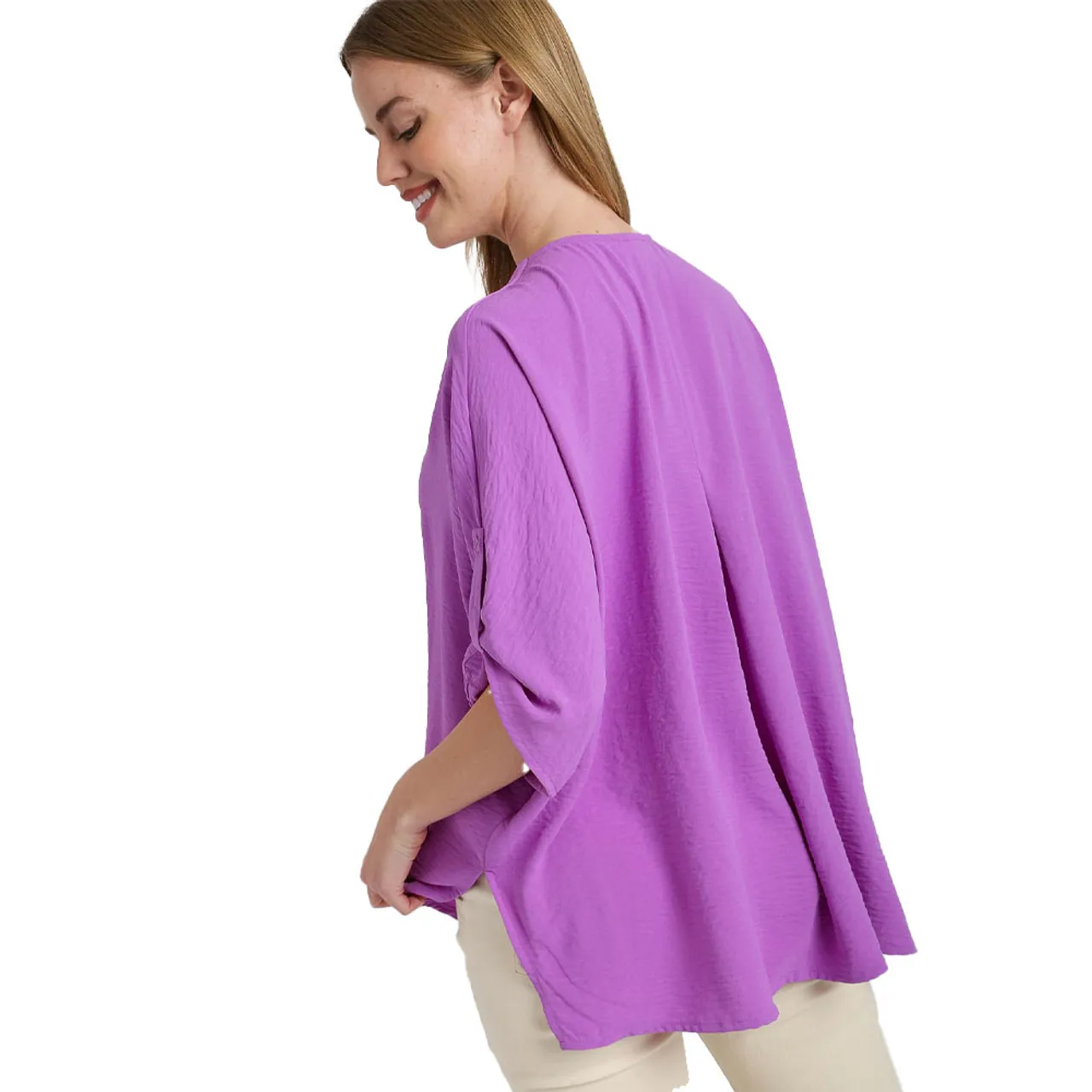 Women's Umgee Solid V-Neck Oversized Top