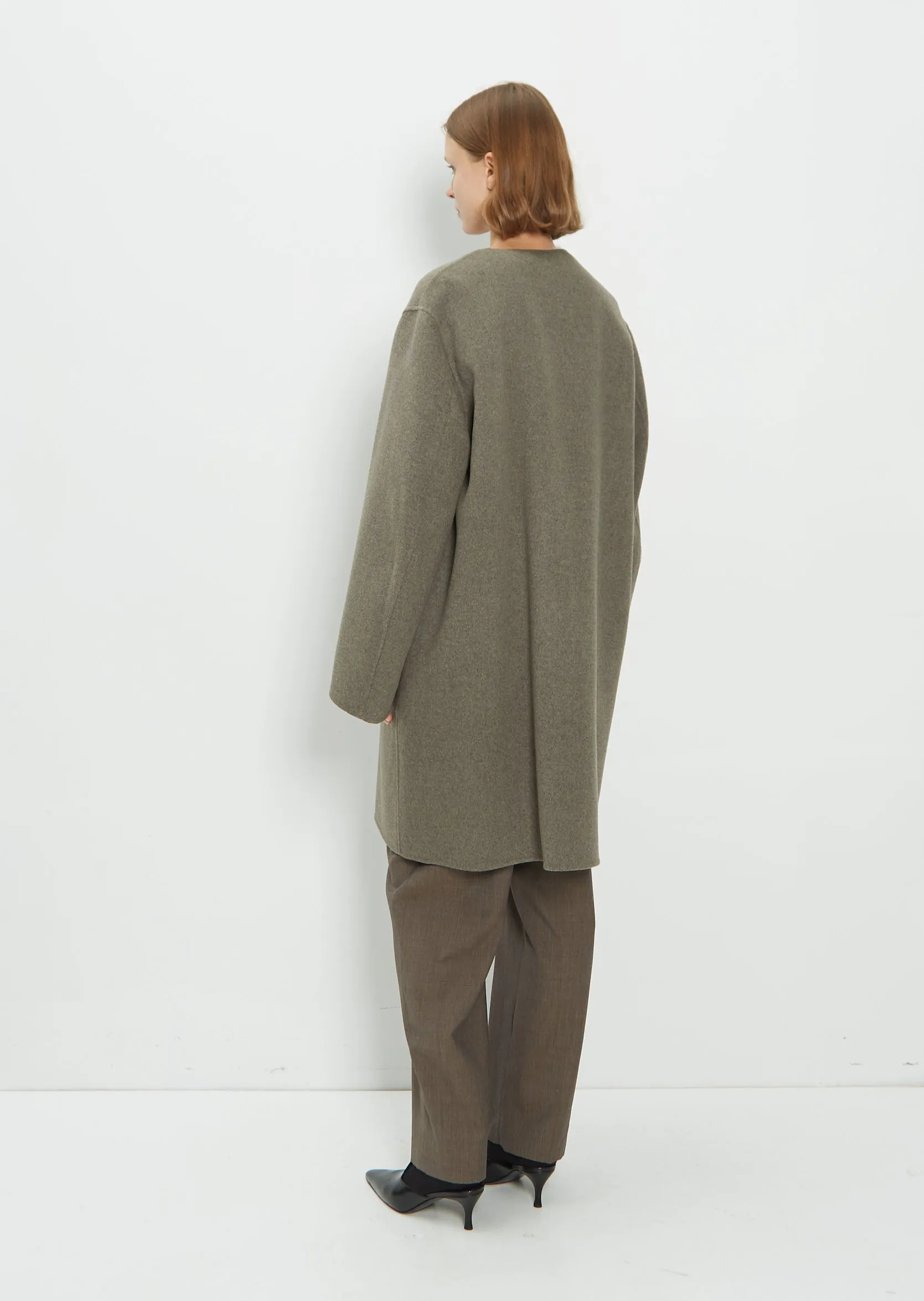 Wool Cashmere Cable Coat — Military Melange