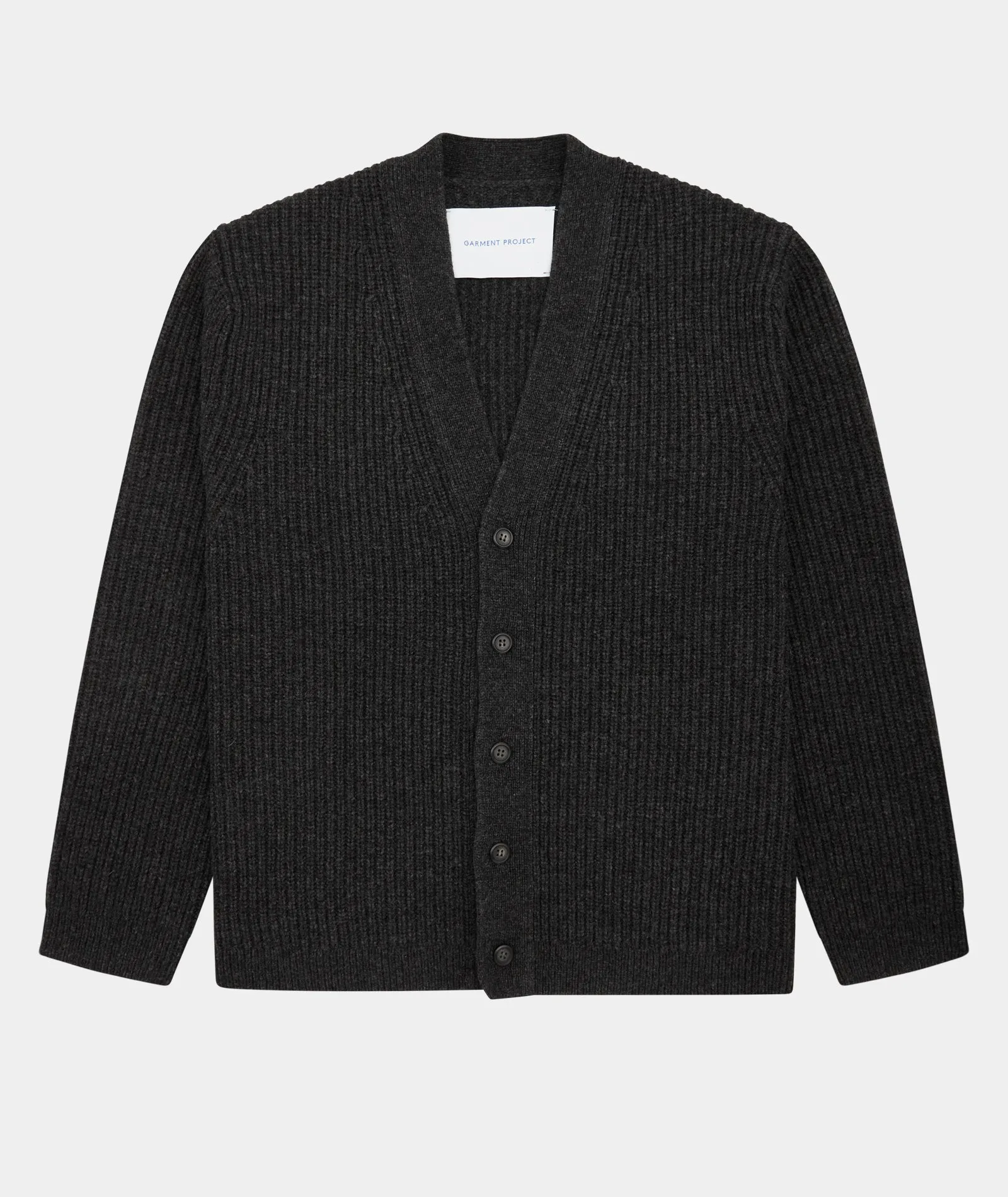 Wool Knit Cardigan - Dark Grey Melange