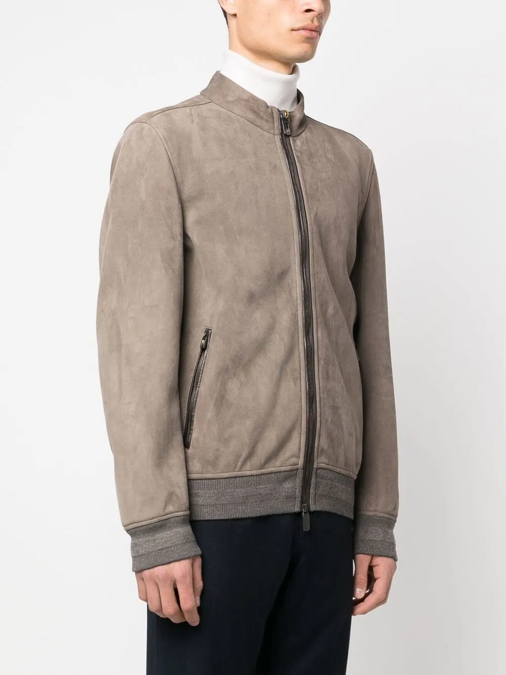 Zip-up long-sleeve bomber jacket